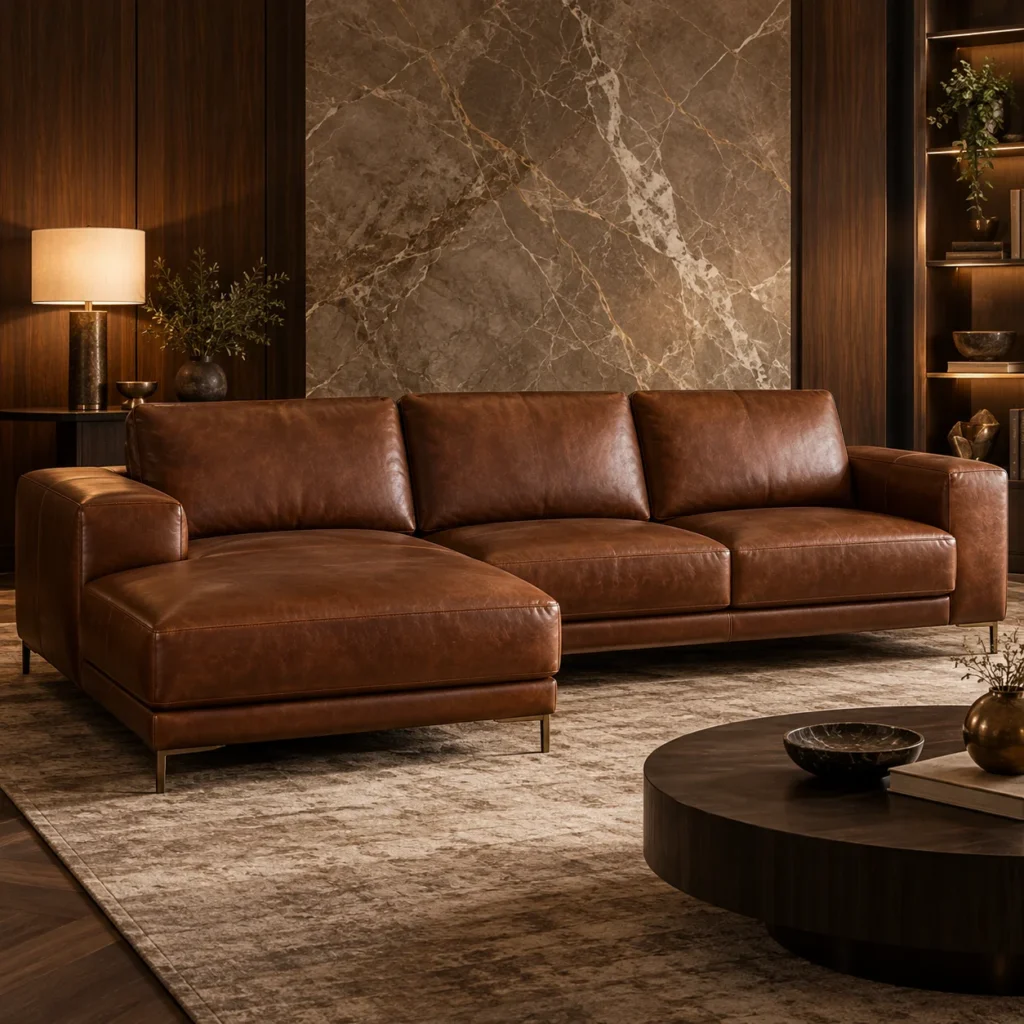 LUXHAN – Sofa góc da — hình minh họa AI